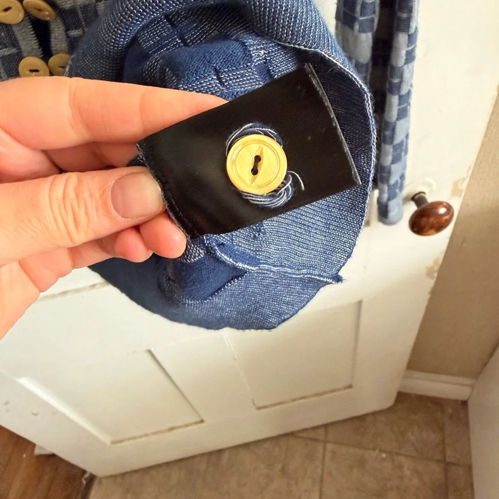 Anthropologie Blue Checkered Cardigan - Picture 5 of 6